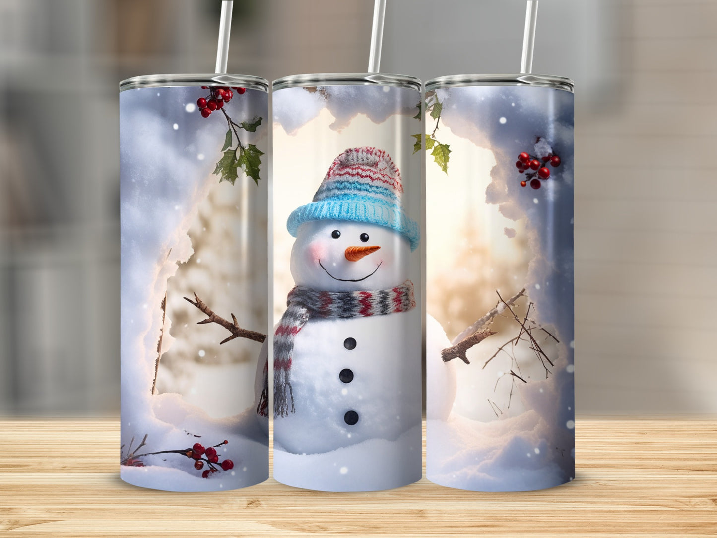 Festive Snowman Winter Scene Vacuum Insulated Tumbler