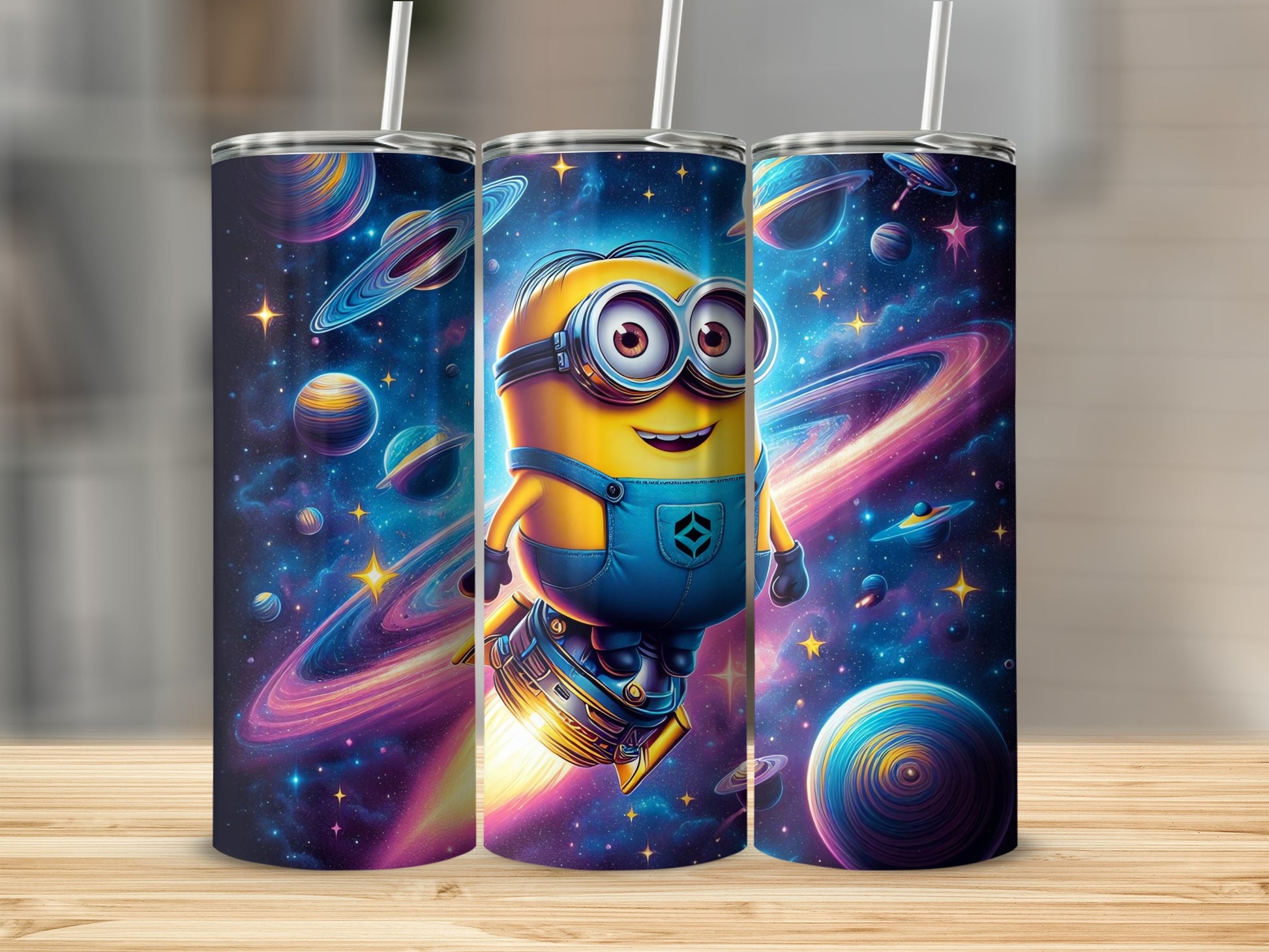 Cute Animated Character with Space Galaxy Design Tumbler