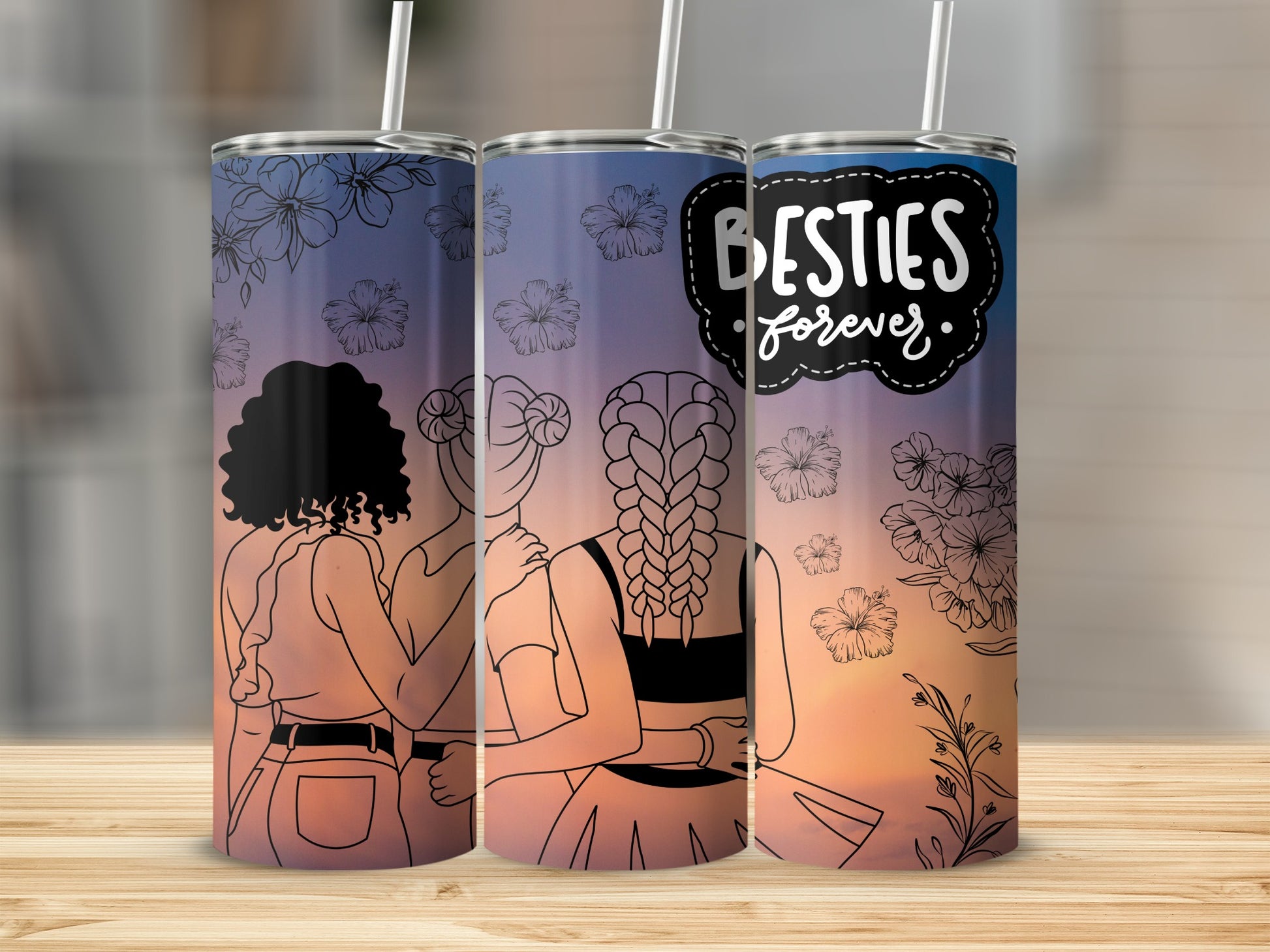 Besties Forever Friendship Design Tall Tumbler