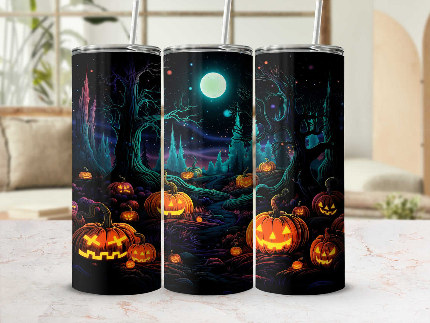 Spooky Halloween Forest Themed Tumbler High Quality