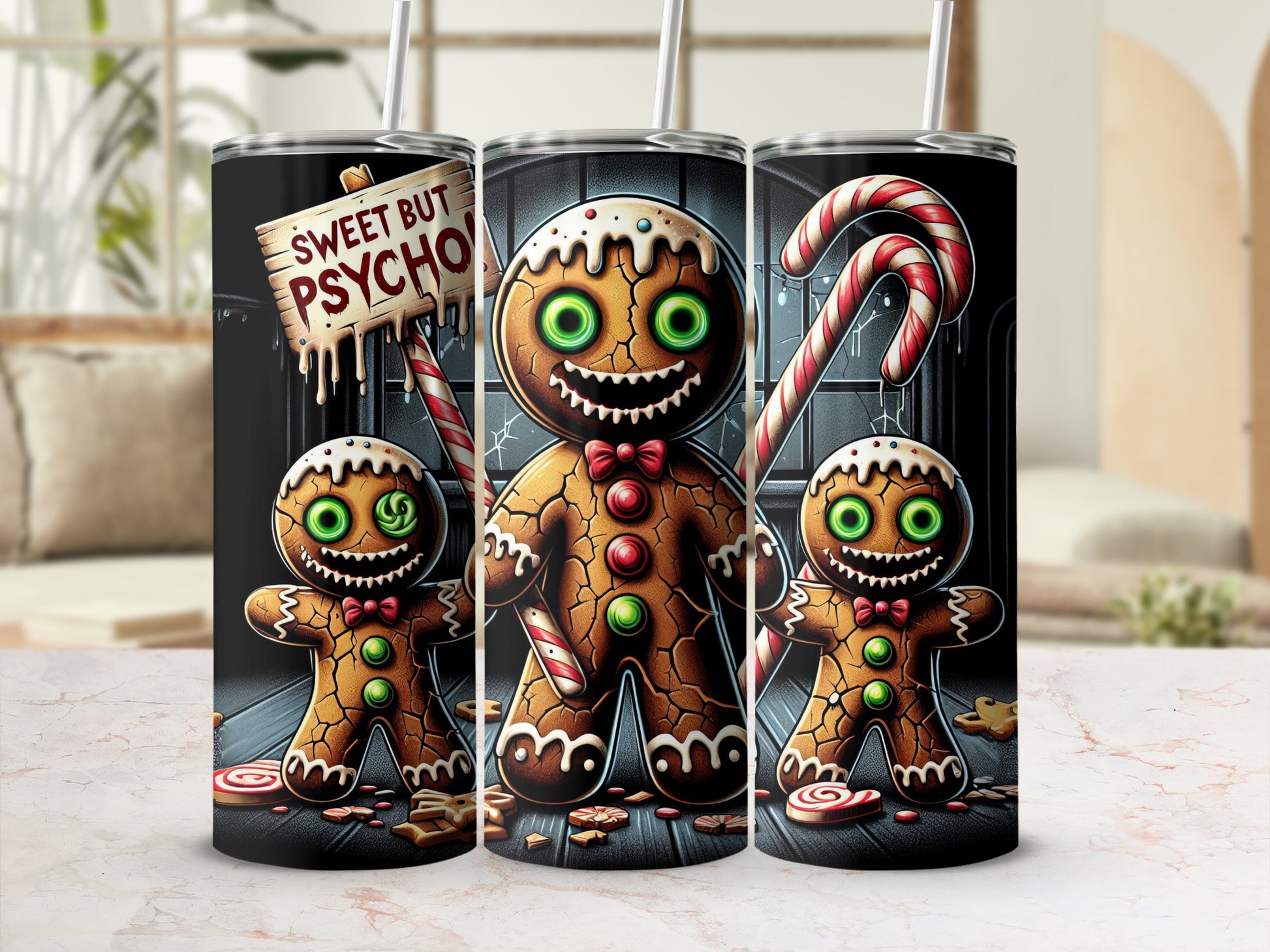 Sweet But Psycho Gingerbread Design Tumbler
