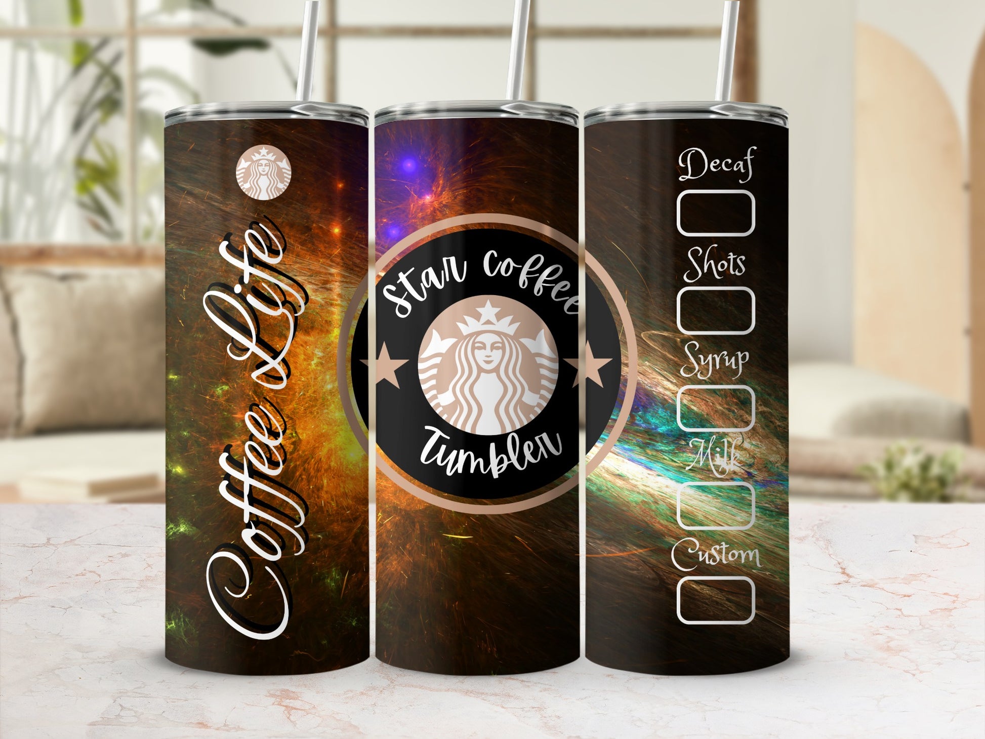 Colorful Star Coffee Tumbler for Coffee Lovers
