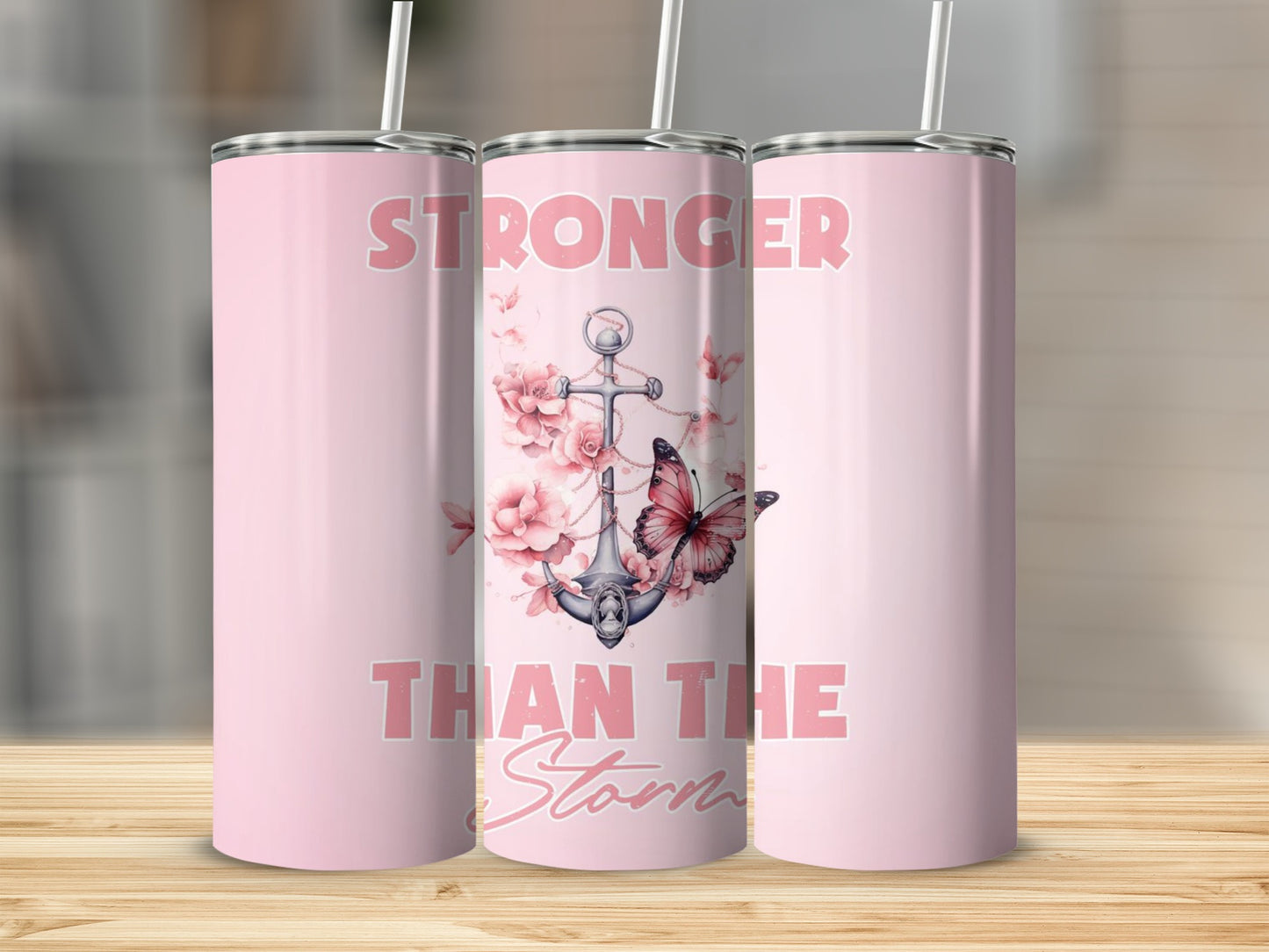 Stronger Than The Storm Butterfly Anchor Tumbler