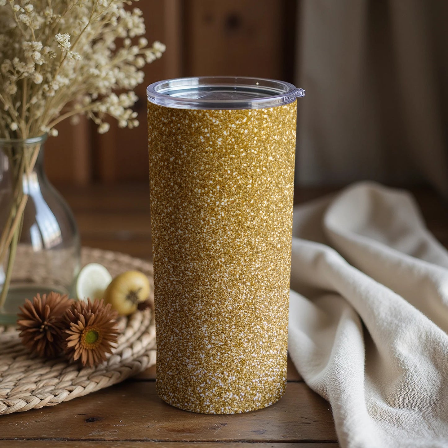 Shimmering gold speckled tumbler perfect for beverages
