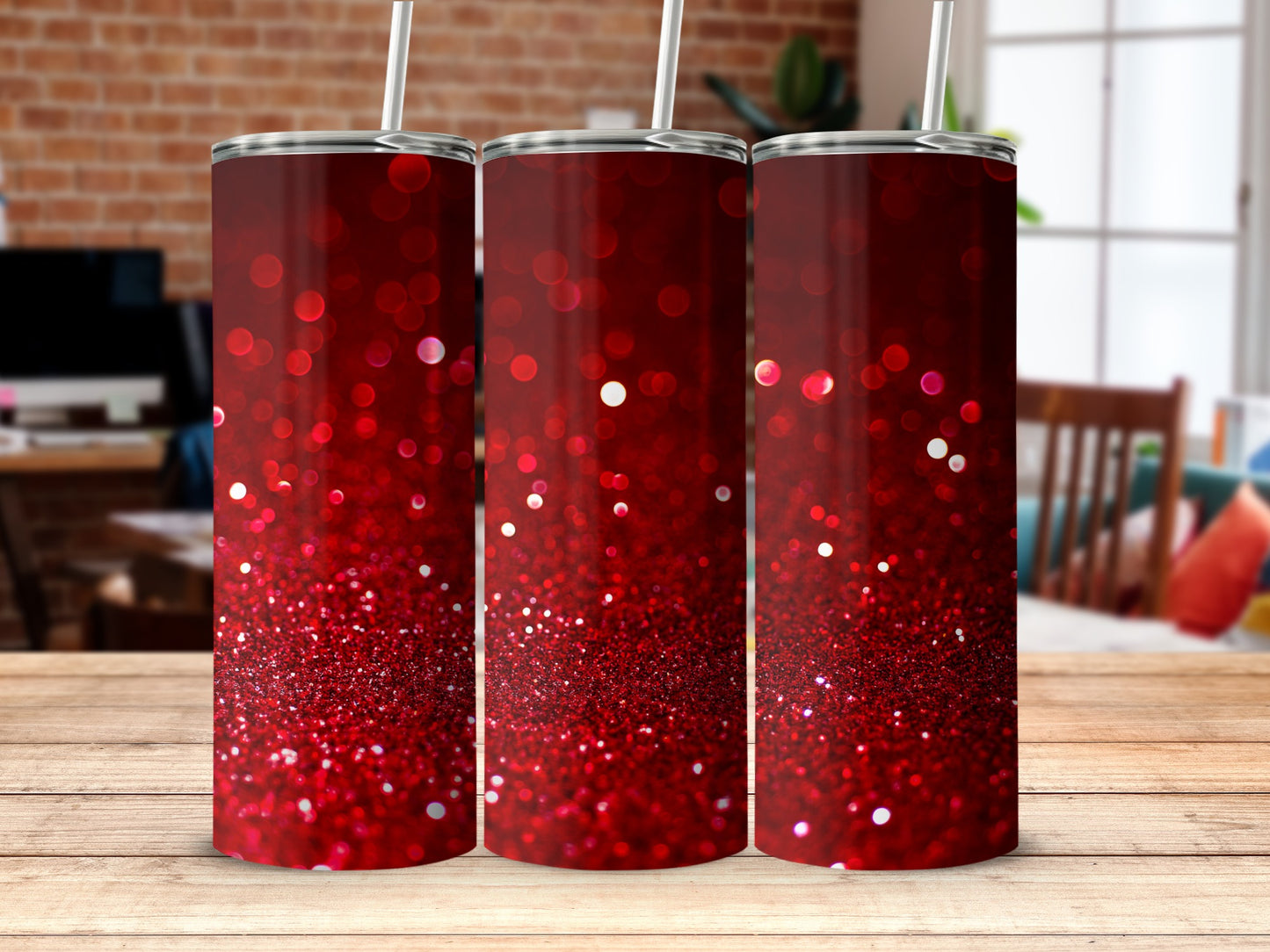 Sparkling Red Glitter Tumbler for Stylish Beverages
