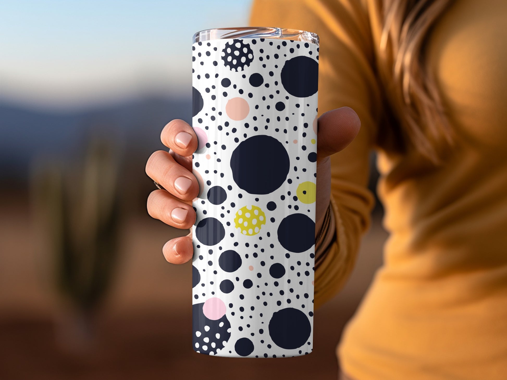 Stylish Polka Dot Patterned Travel Tumbler Product