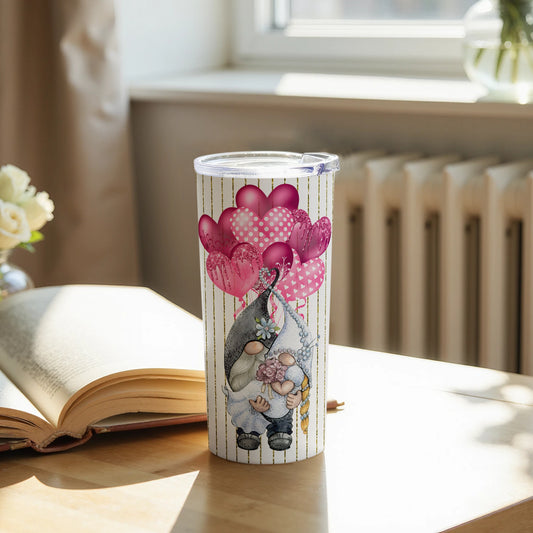 Cute Gnome with Heart Balloons Travel Mug