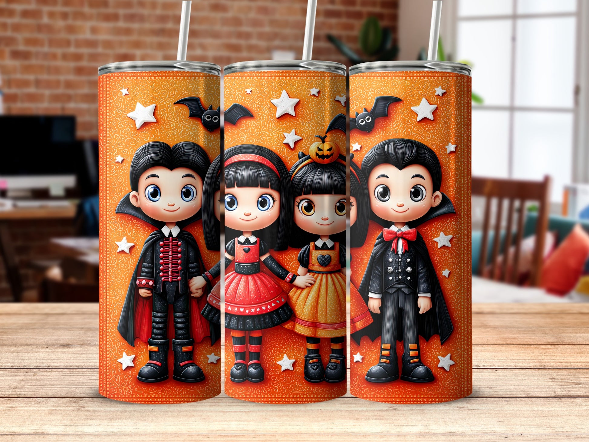 Cute Halloween Vampire Kids Custom Tumbler Design