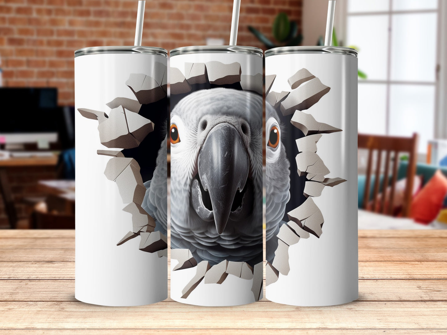 Grey Parrot Wall Burst Design Tumbler product type