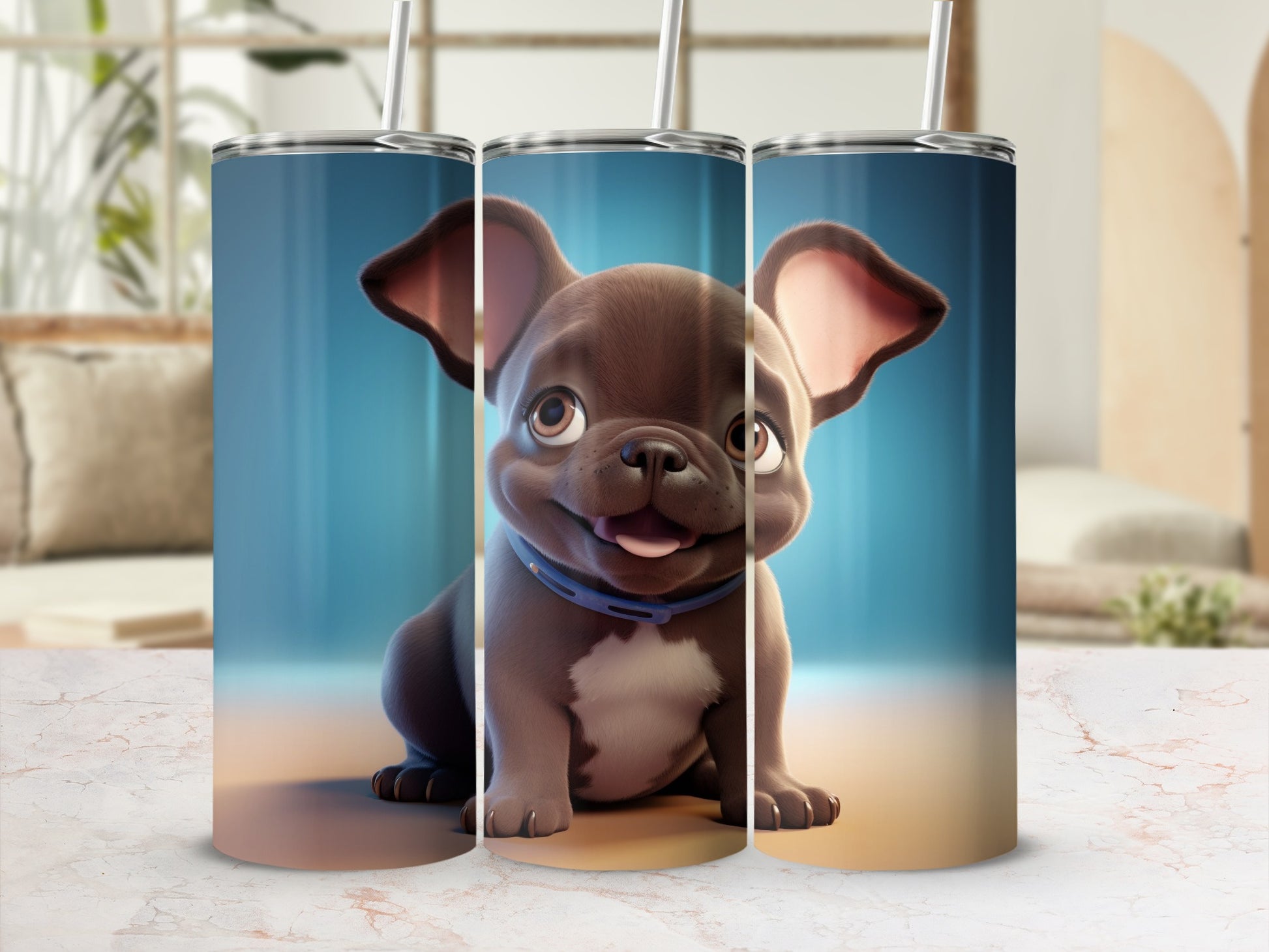 Cute Happy Puppy Dog Tumbler Stainless Steel Drinkware