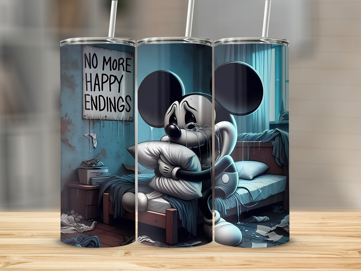 No More Happy Endings Sad Cartoon Insulated Tumbler