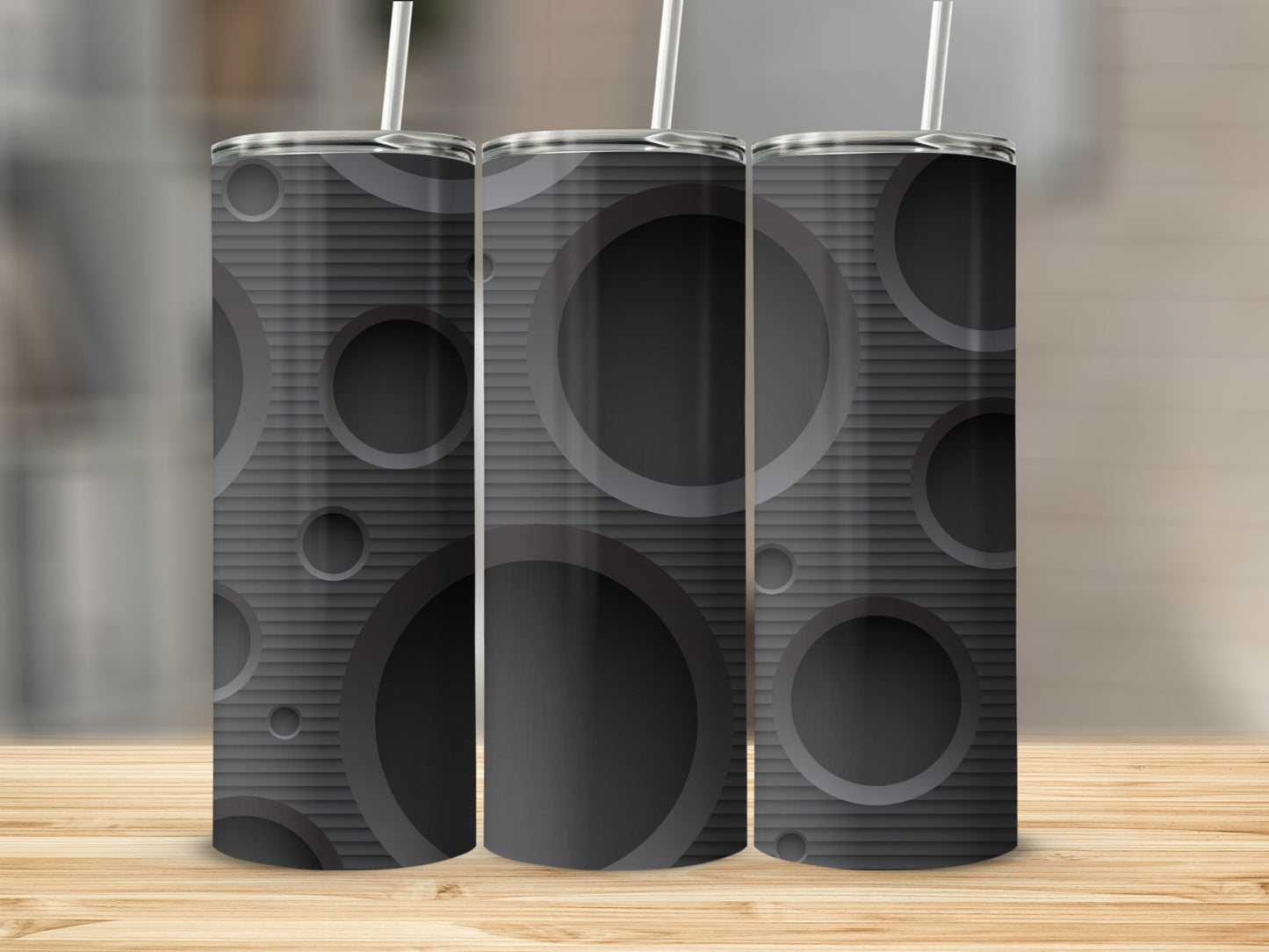 Black Circles Geometric Line Pattern Style Design Tumblers