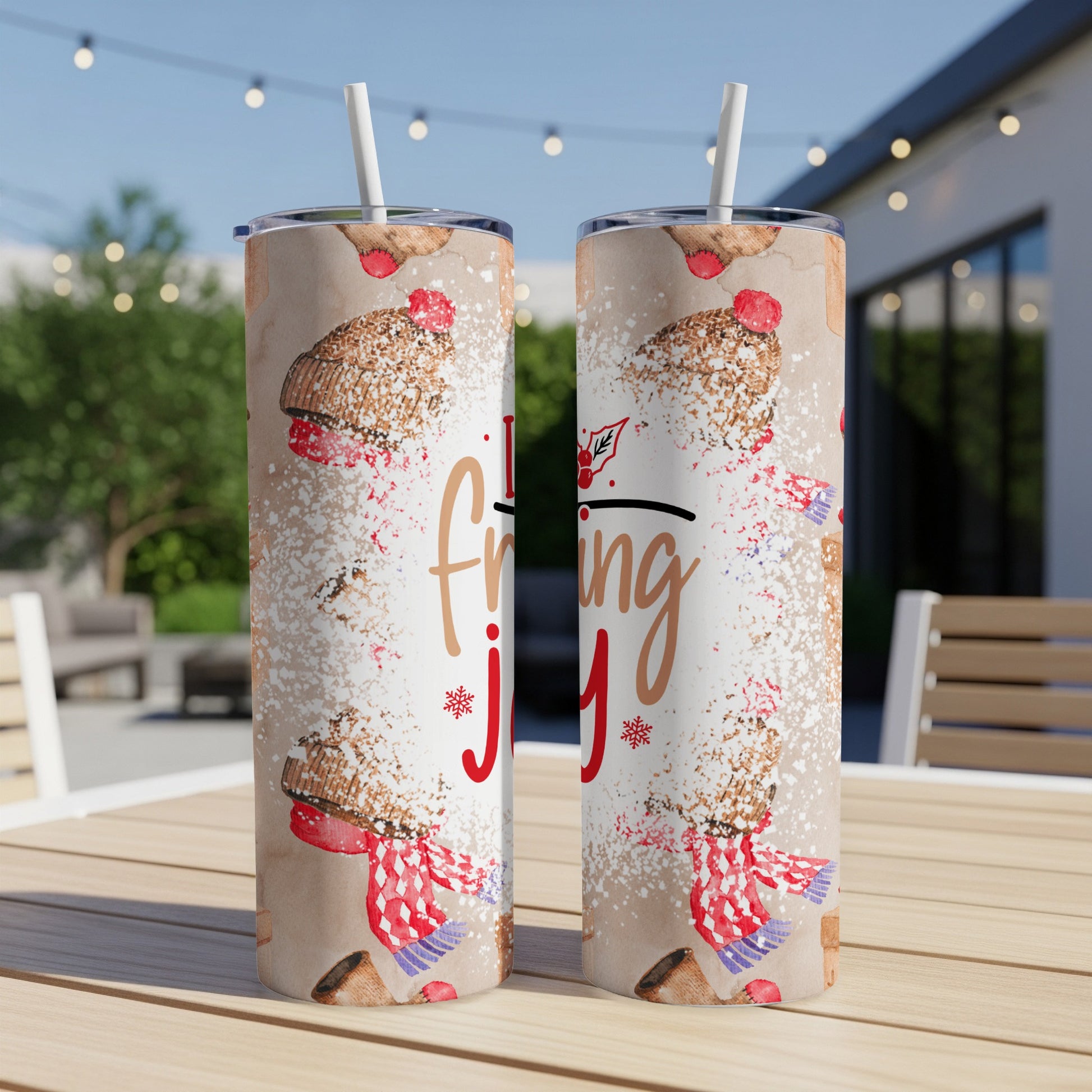 Two tumblers with gingerbread man and "Fri-yay!" text.