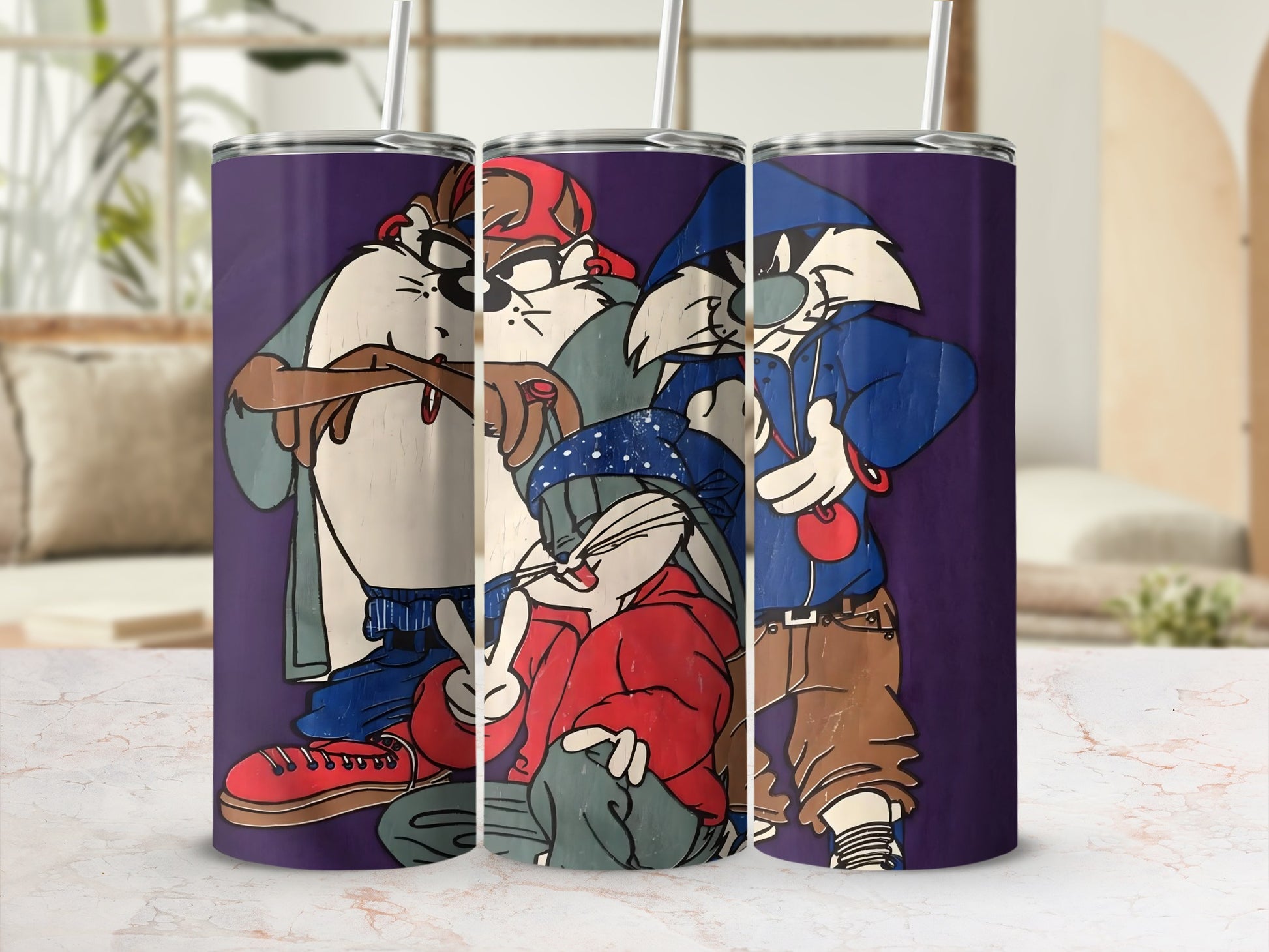 Cartoon Characters Tumbler with Creative Artwork Design