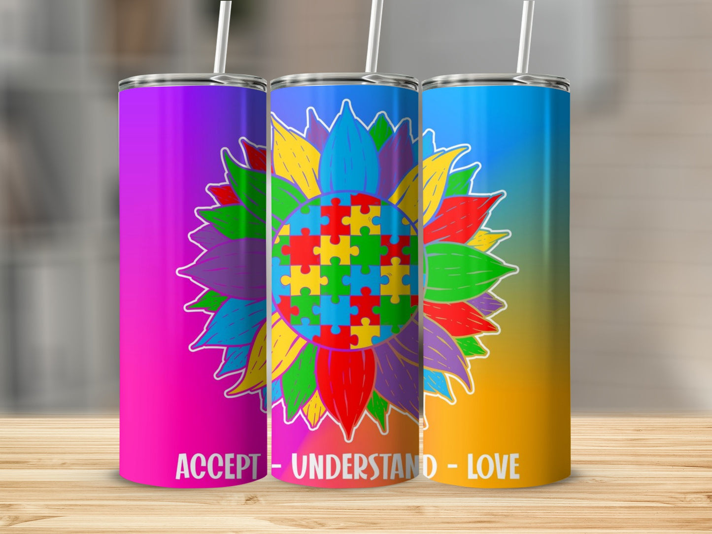 Accept Understand Love Gradient Autism Awareness Tumbler