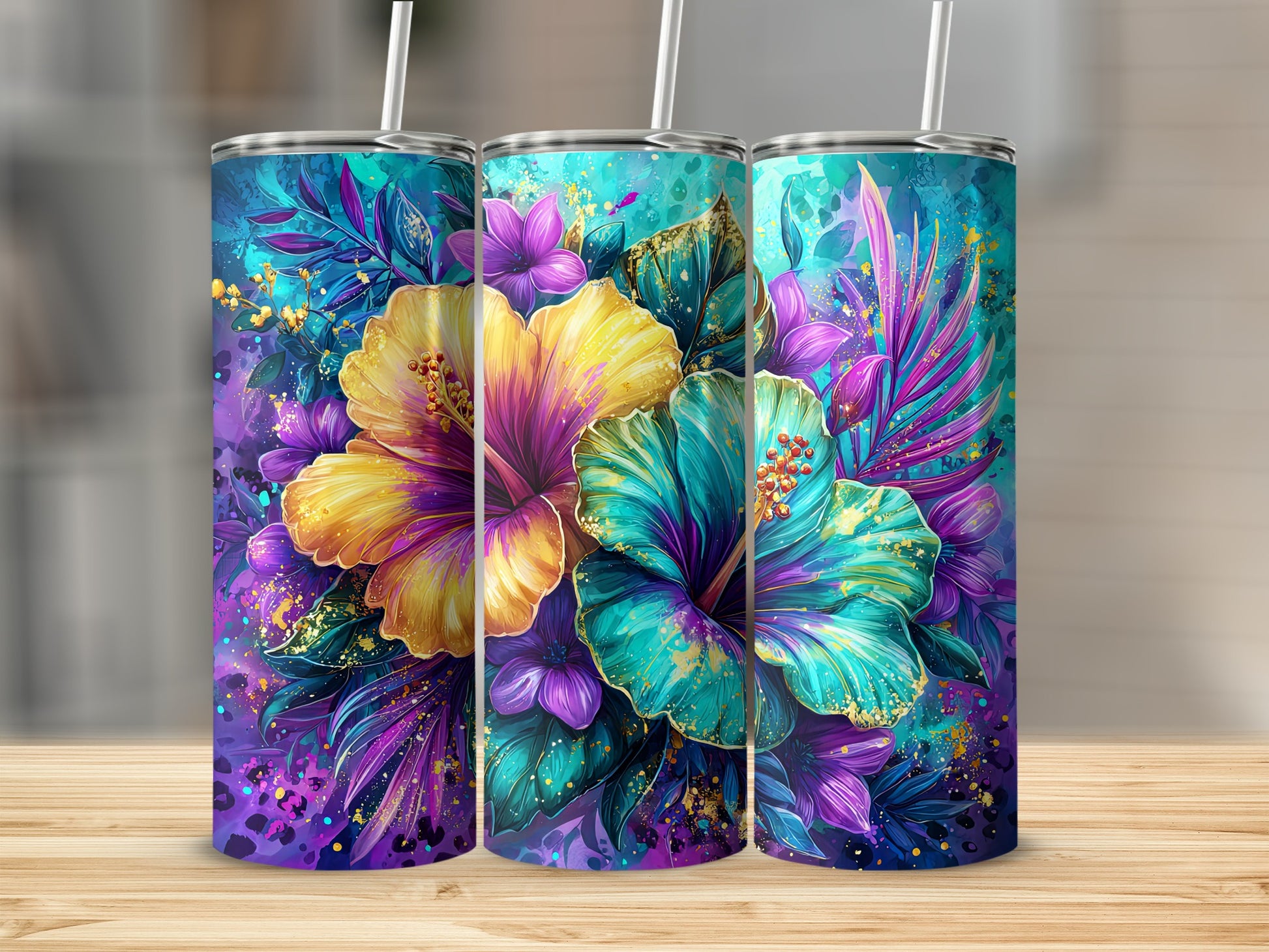 Colorful Floral Design Custom Tumbler for Everyday Use