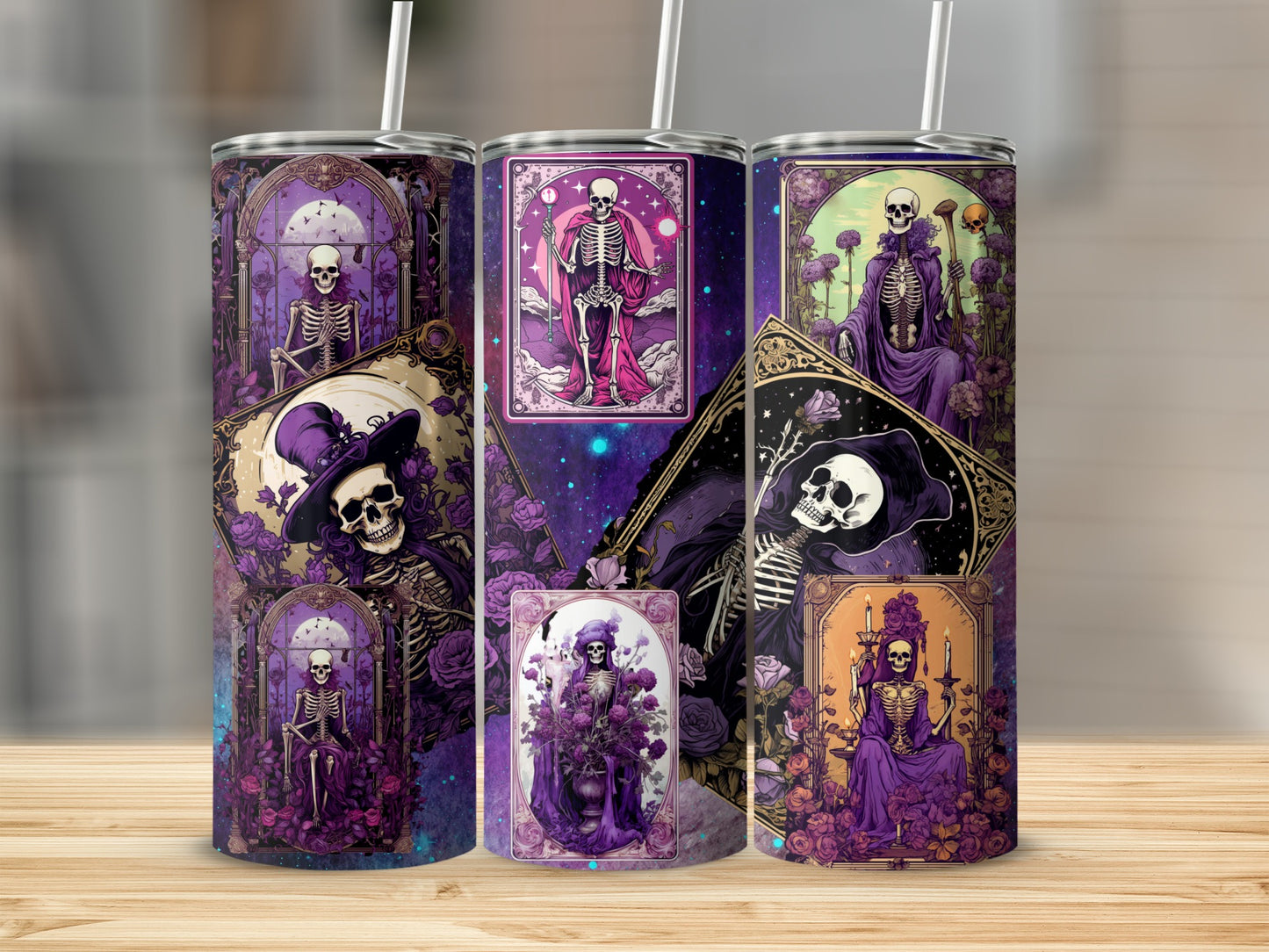 Colorful Skeletal Art Design Tumbler for Stylish Drinks