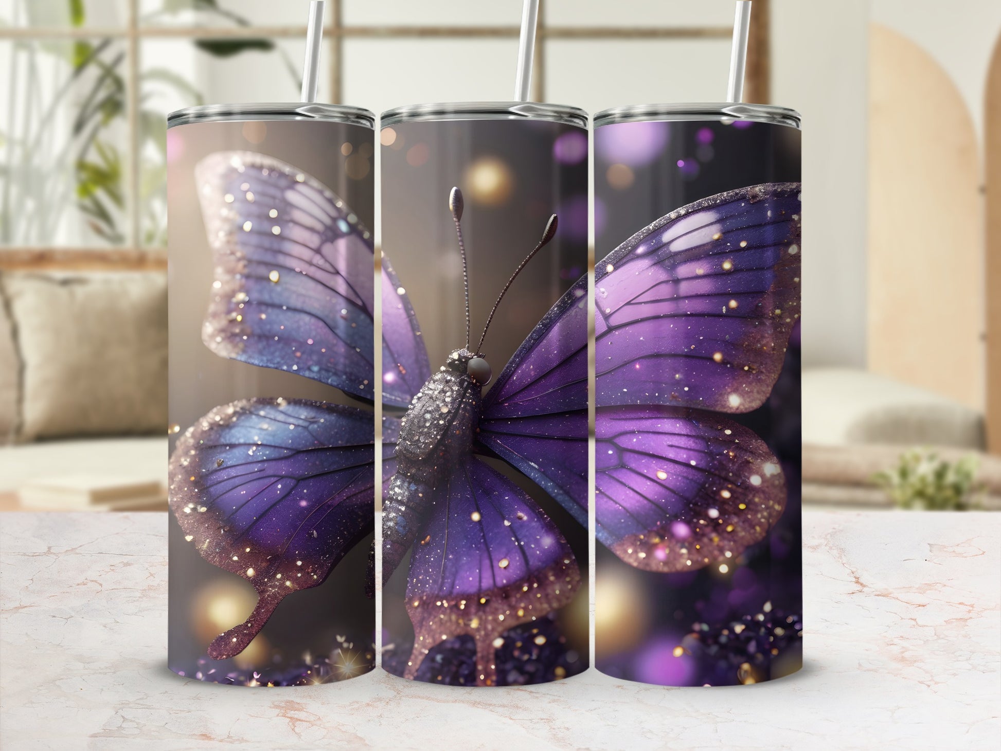 Glittery Purple Butterfly Sparkle Tumbler product type