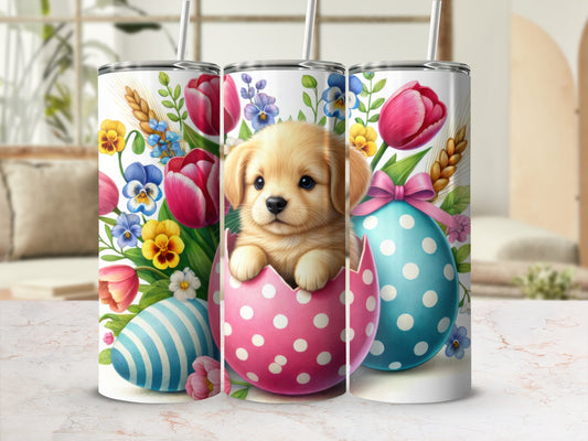 Cute Golden Retriever Puppy Easter Egg Flowers Tumbler product type