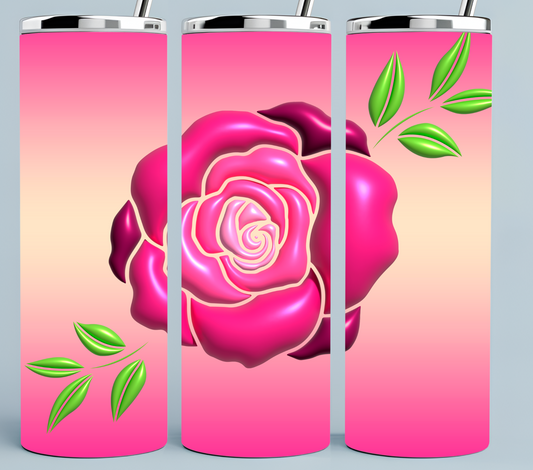 3D Puff Pink and peach tumbler