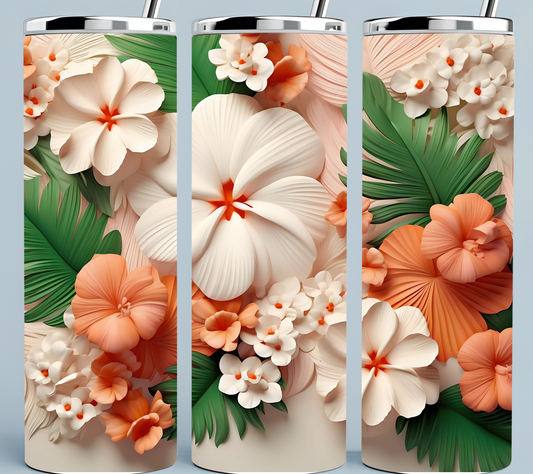Peach White and Green Tumbler