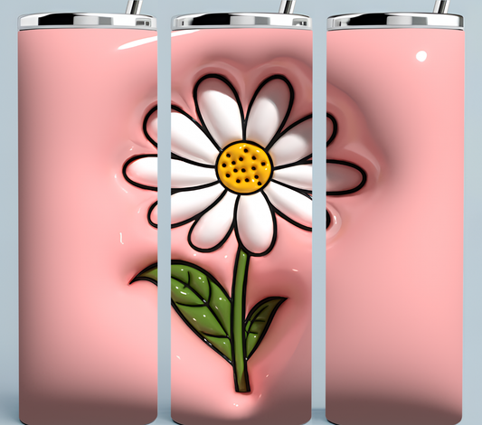 White Daisy on 3D Puff Pink background