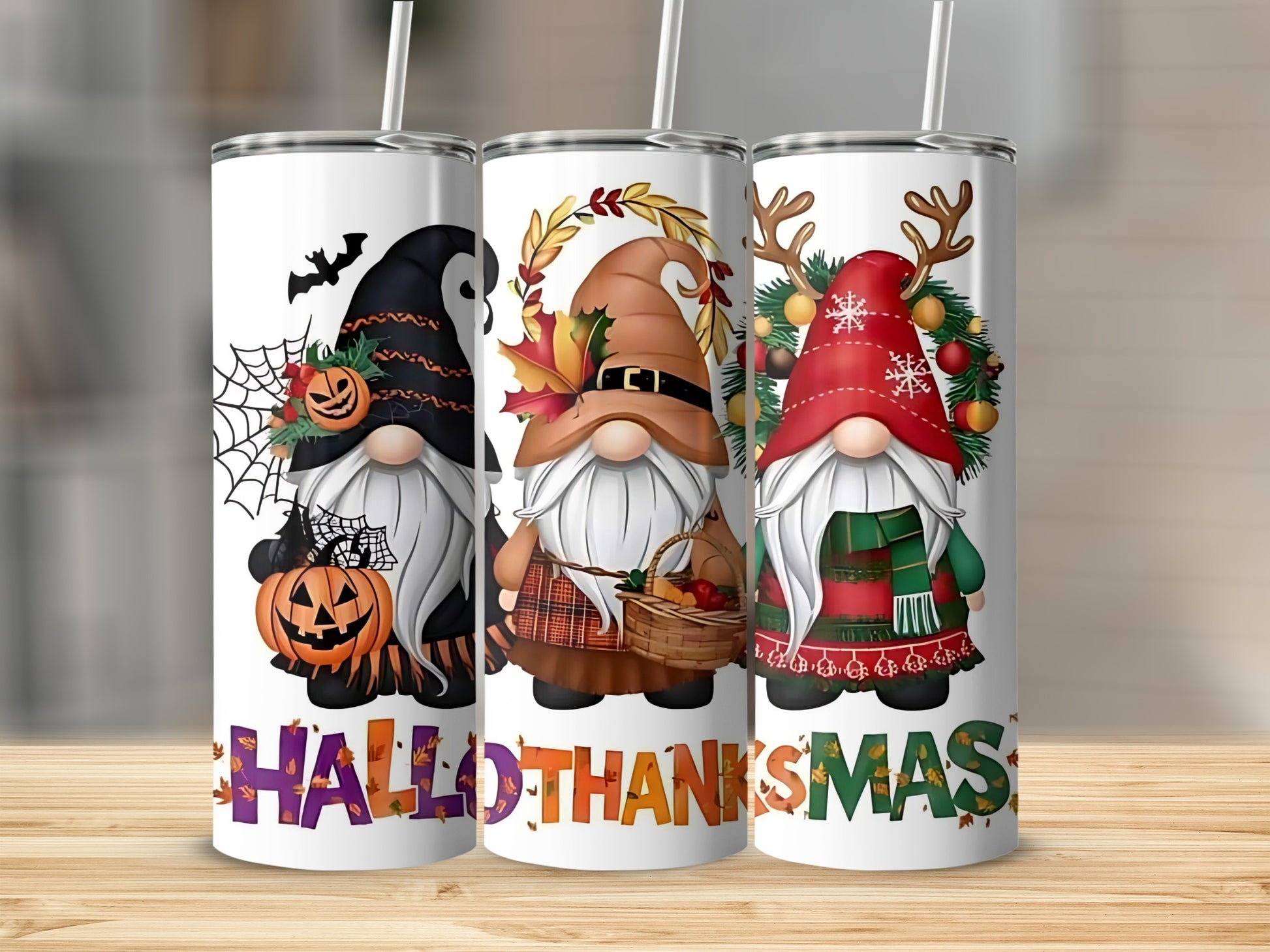Halloween Thanksgiving Christmas Themed Gnome Tumblers