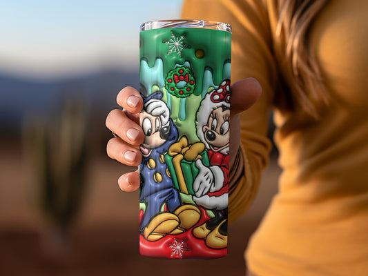 Festive Cartoon Characters Tumbler With Holiday Design