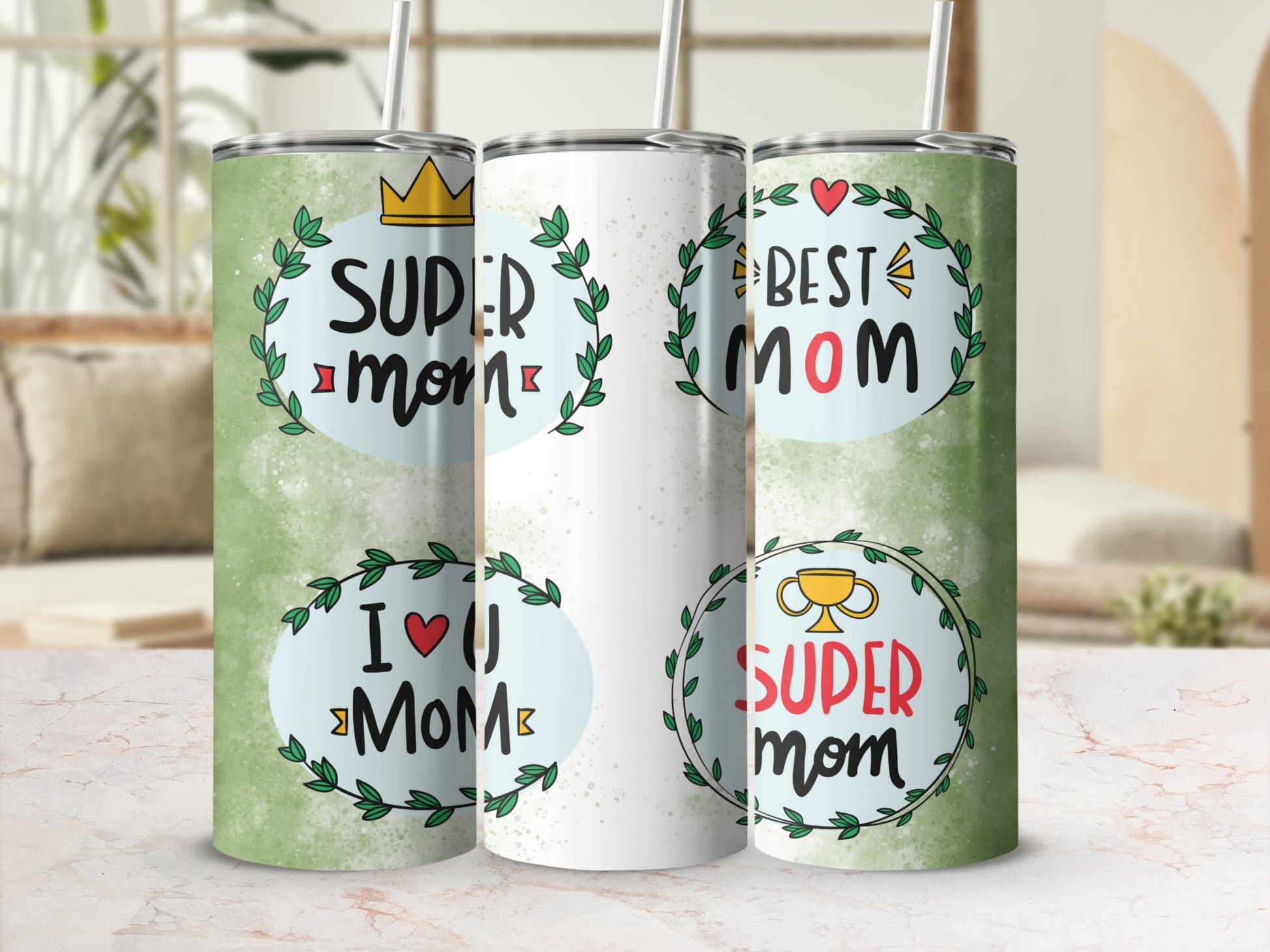 Super Mom Best Mom I Love Mom Tumbler Set for Sale