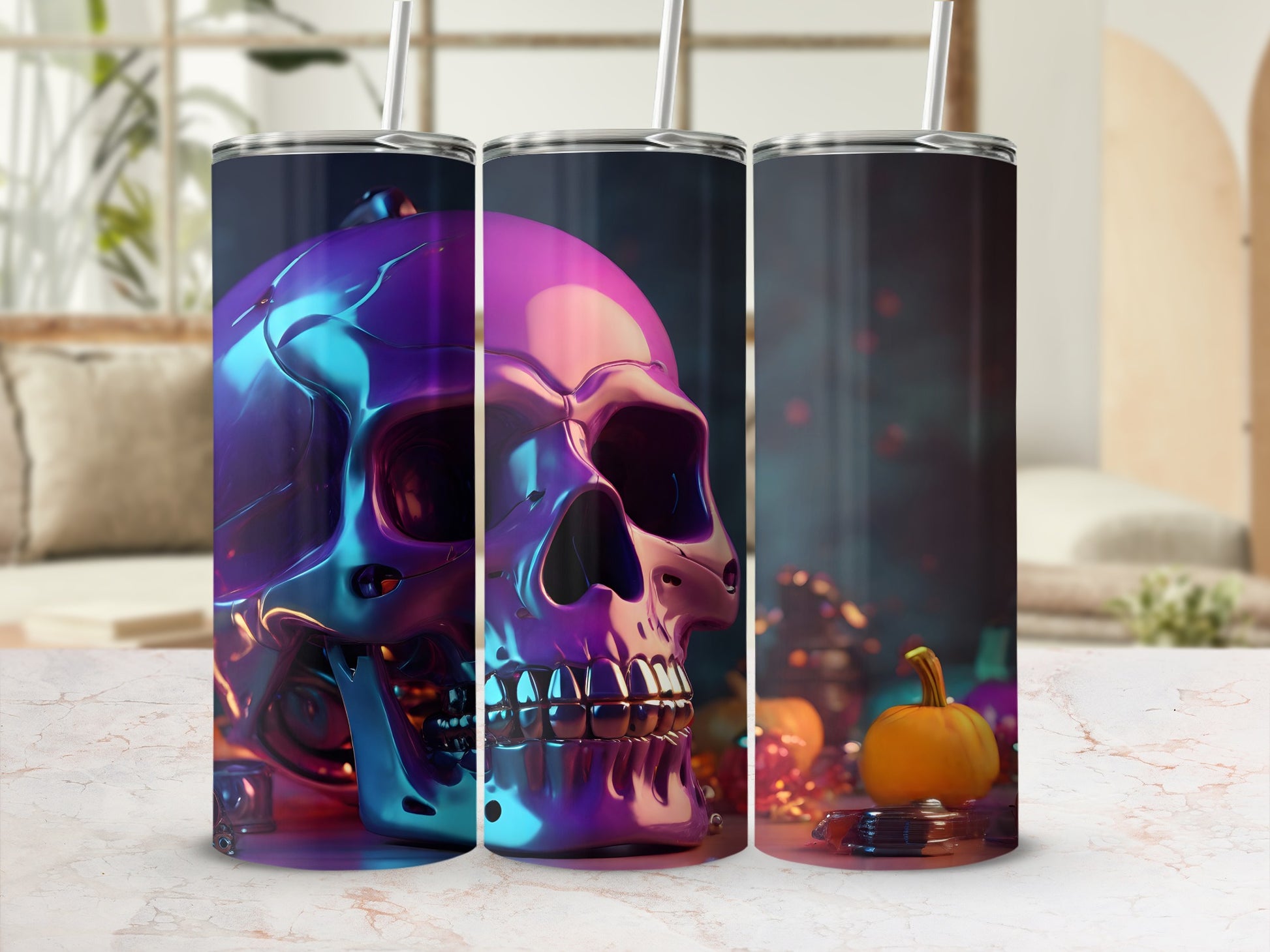 Iridescent Purple Blue Skull Tumbler product type