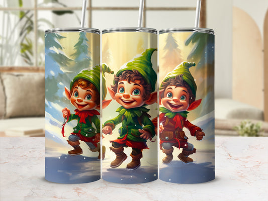 Festive Elf Design Holiday Themed Tumbler Drinks