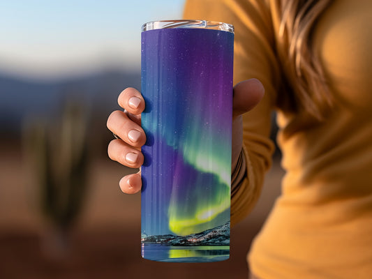Northern Lights Starry Sky Design Insulated Tumbler