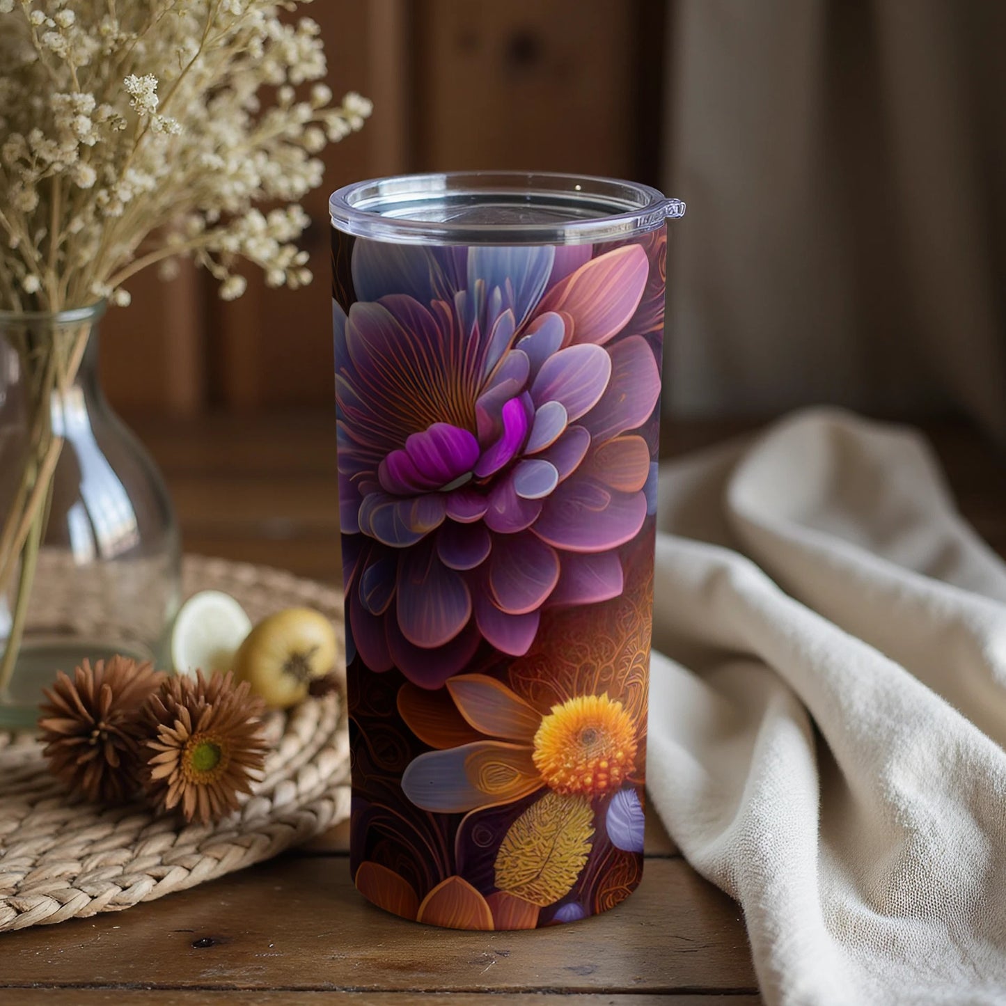 Vibrant Floral Pattern Insulated Tumbler Drinkware