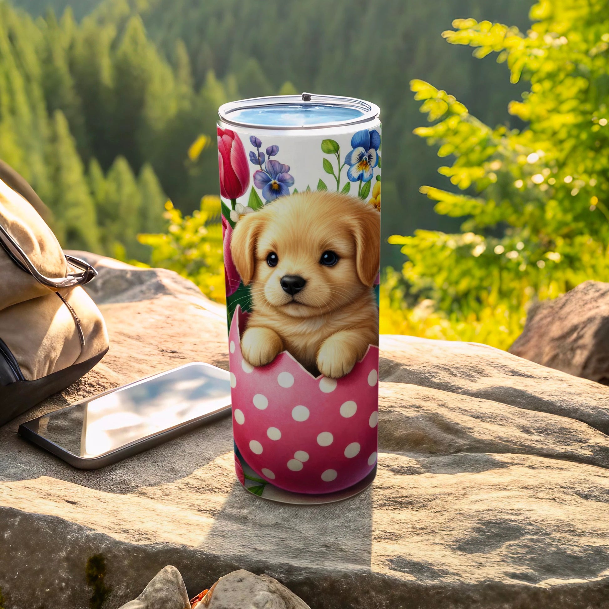 Adorable Puppy Polka Dot Eggshell Floral Tumbler product type