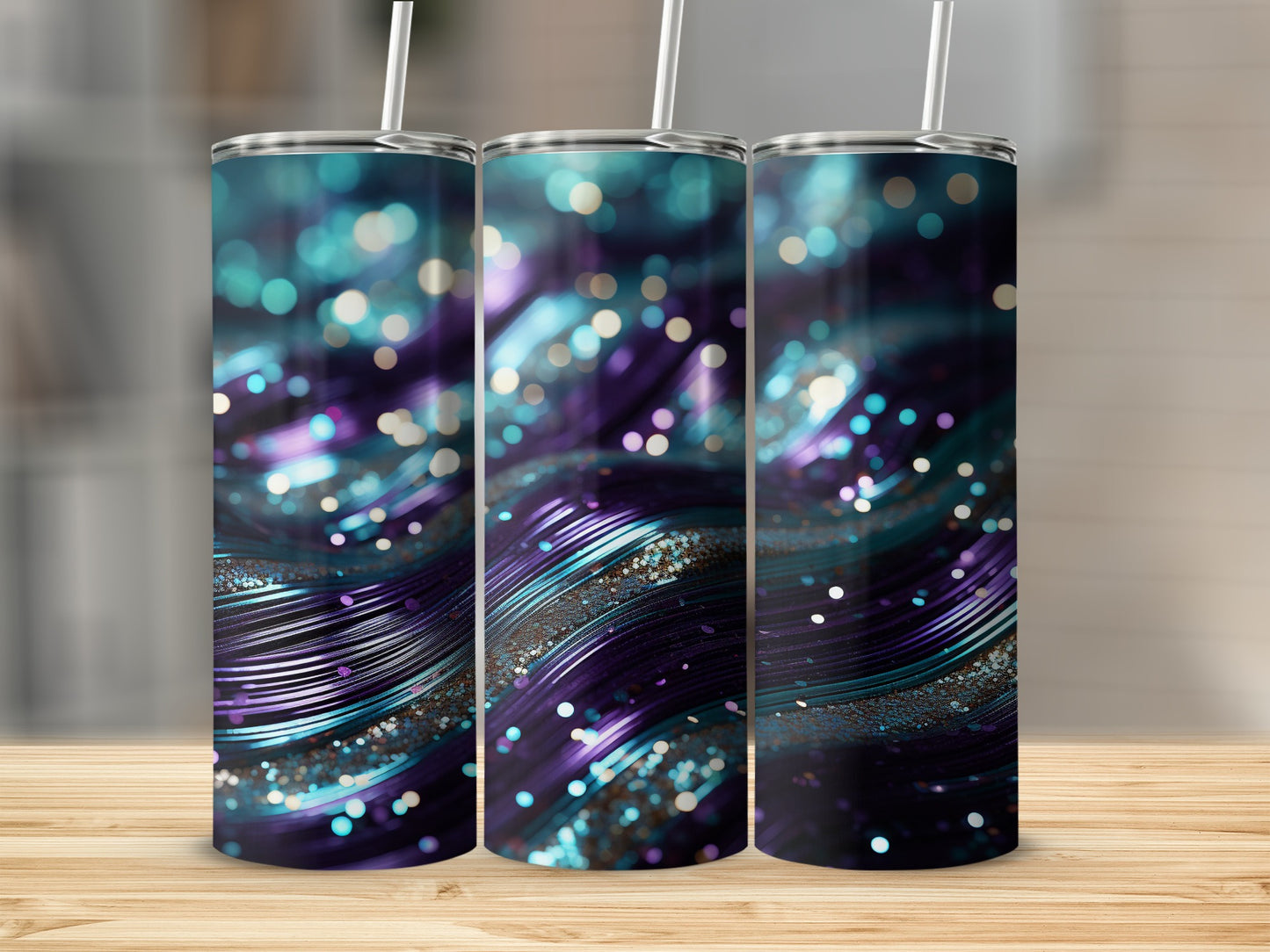 Abstract Purple Teal Glitter Swirls Sparkling Bokeh product type