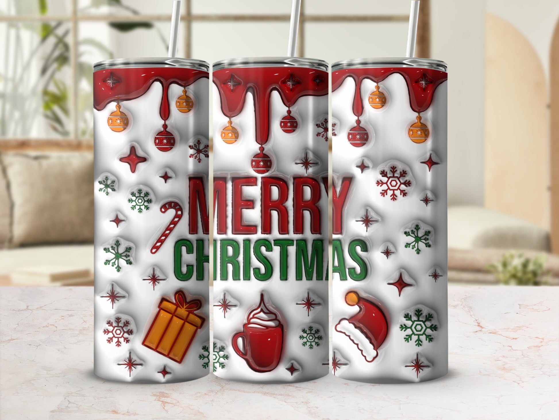 Festive Merry Christmas Design Tumbler Holiday Gift