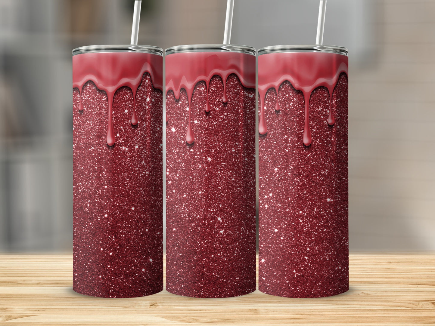 Glittery Red Tumbler with Sparkling Effect Drinkware