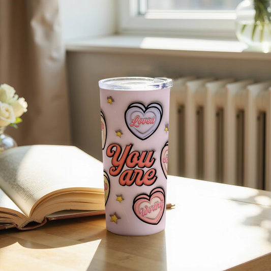 You Are Loved Worthy Inspirational Tumbler Product