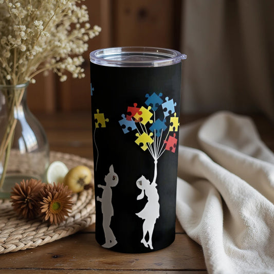Puzzle Balloon Tumbler Featuring Unique Artistic Design