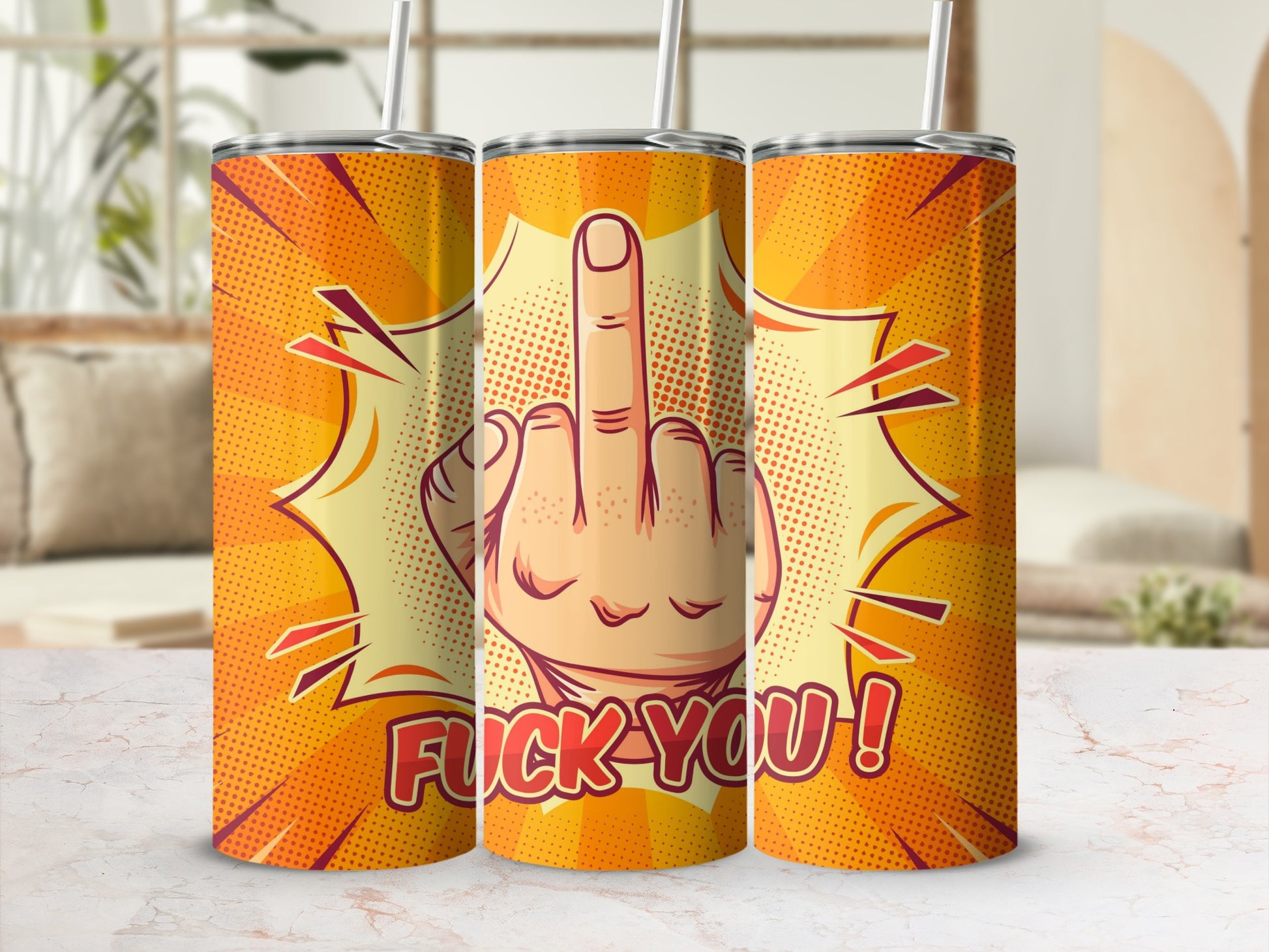 Bold and Sassy Comic Middle Finger Tumbler for Unique Style