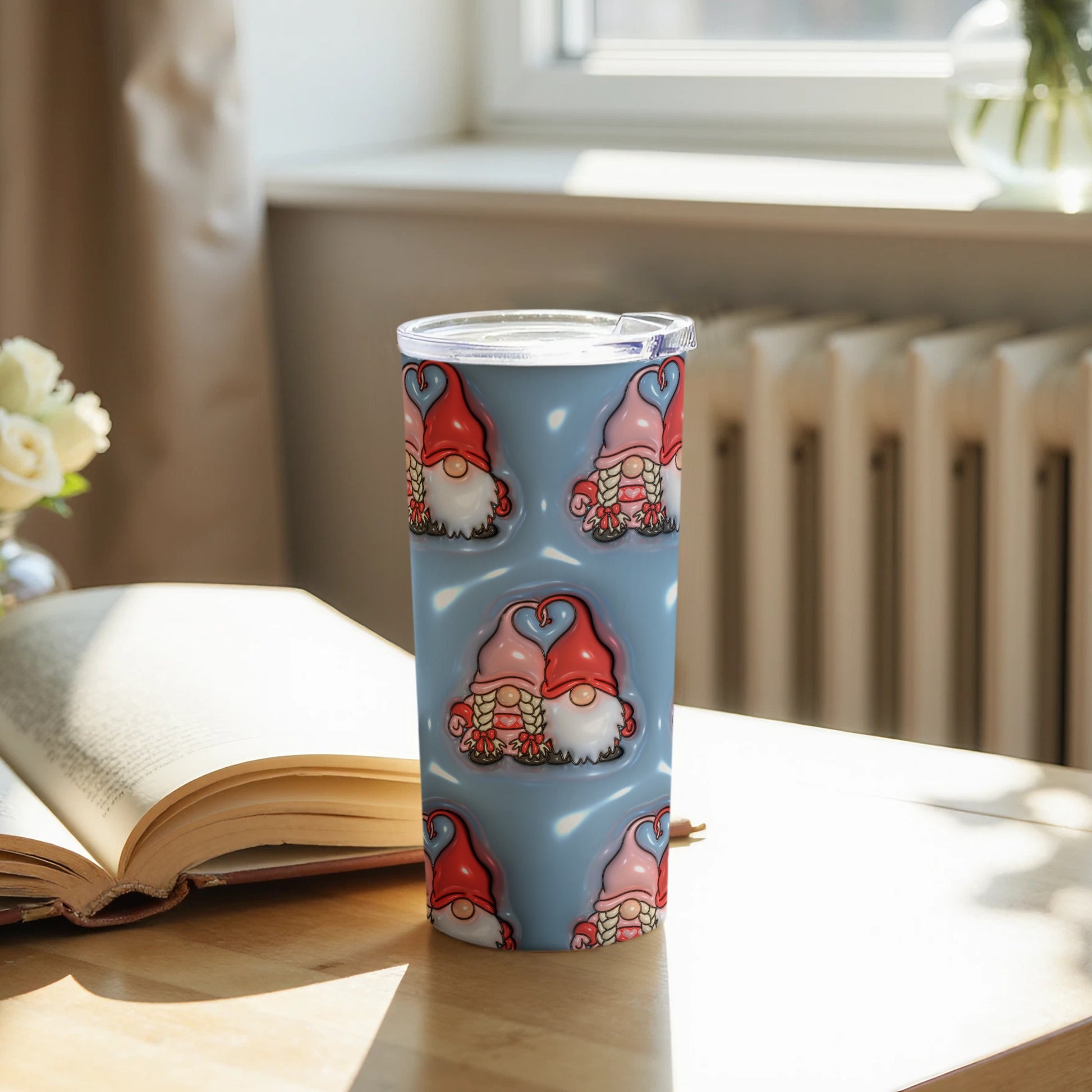 Cute Gnome Tumbler with Lid for Hot and Cold Drinks