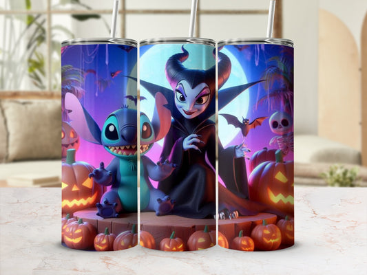 Halloween Themed Maleficent and Stitch Design Tumbler