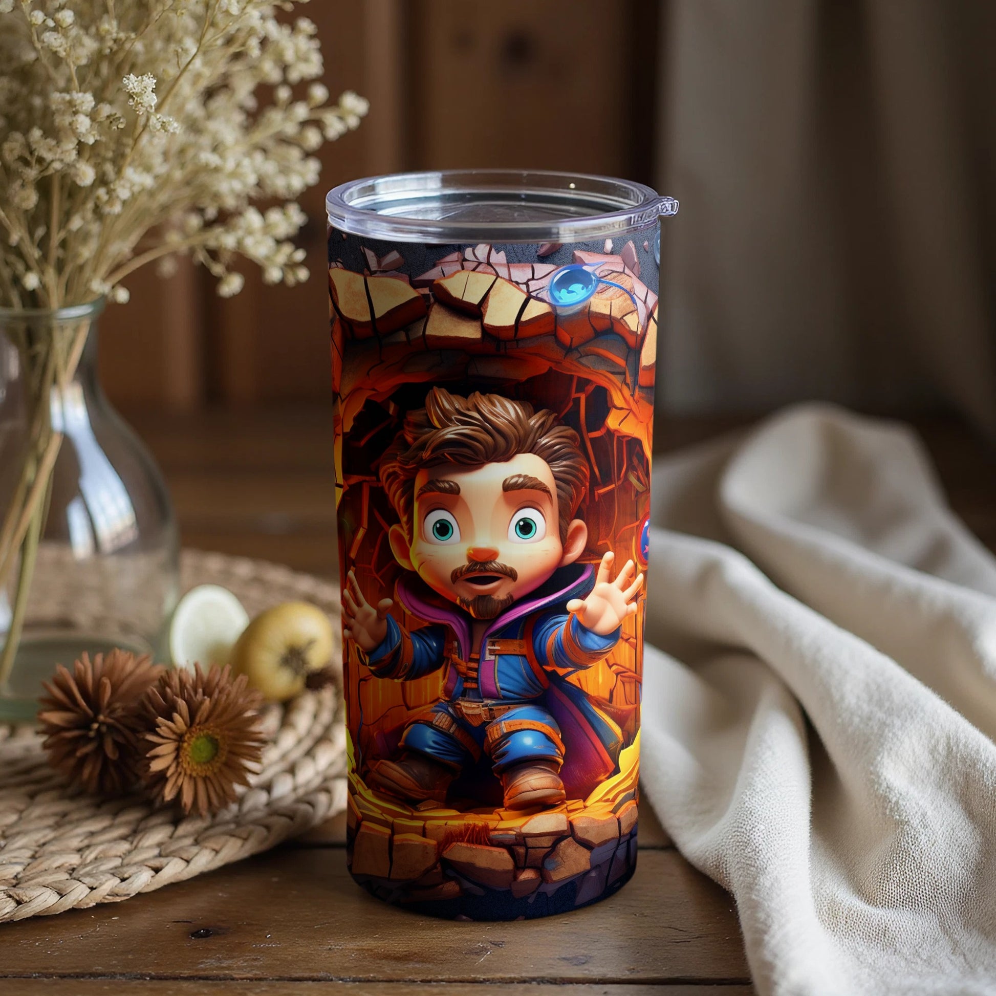 Unique Fantasy Character Tumbler with Colorful Design