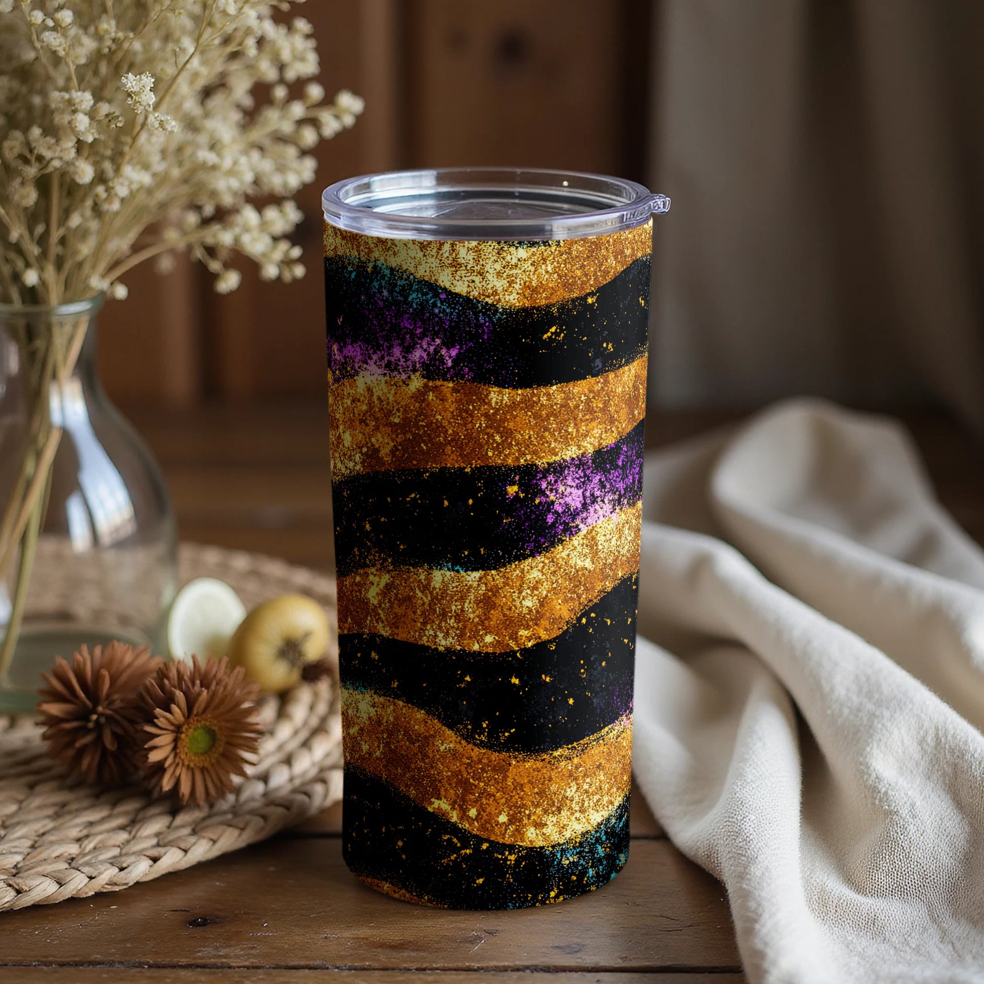 Glittery Swirl Pattern Tumbler for Stylish Beverages