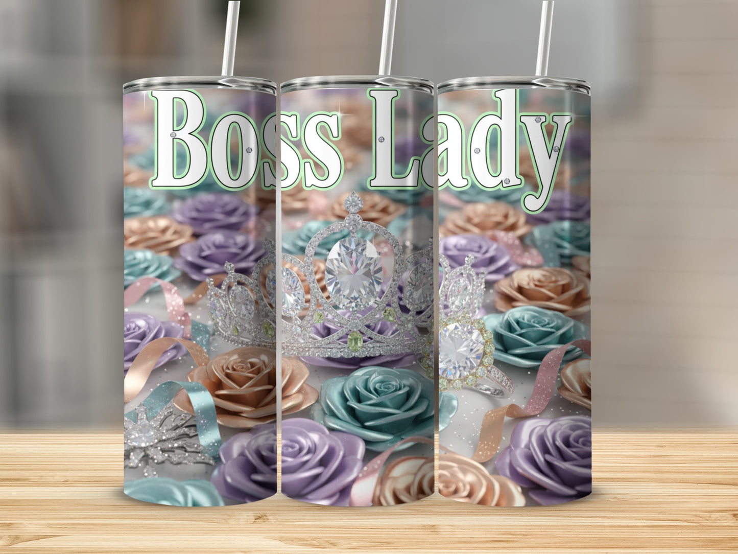 Boss Lady Floral Crown Tumbler Cup for Stylish Drinks