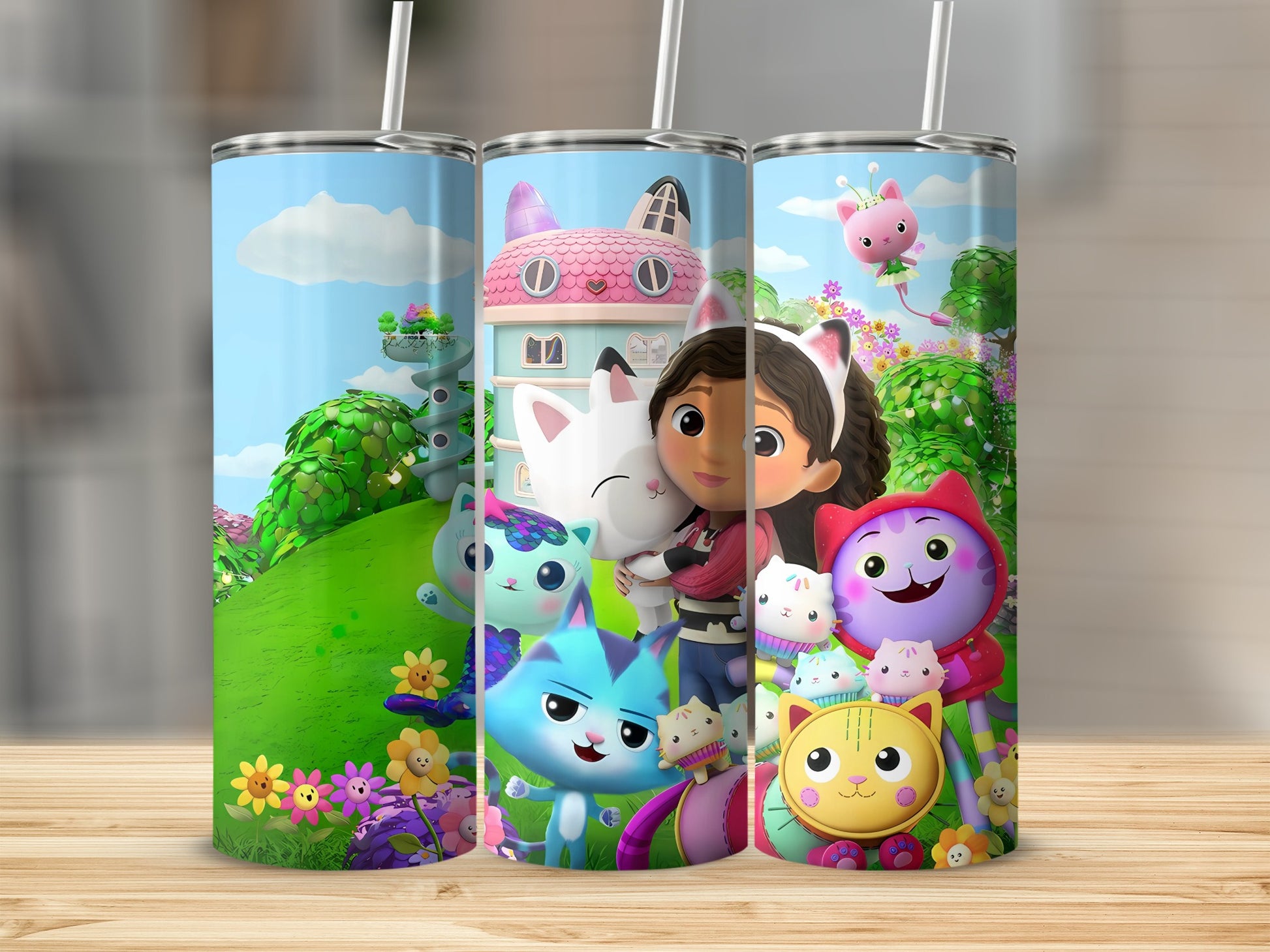 Colorful Characters Tumbler with Vibrant Background