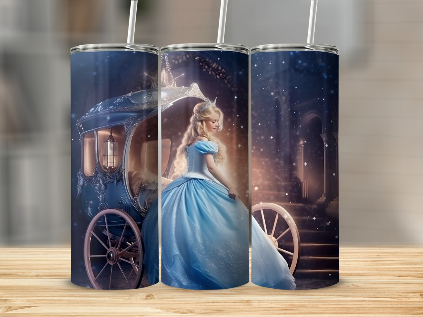 Enchanting Princess and Carriage Design Tumbler Cup