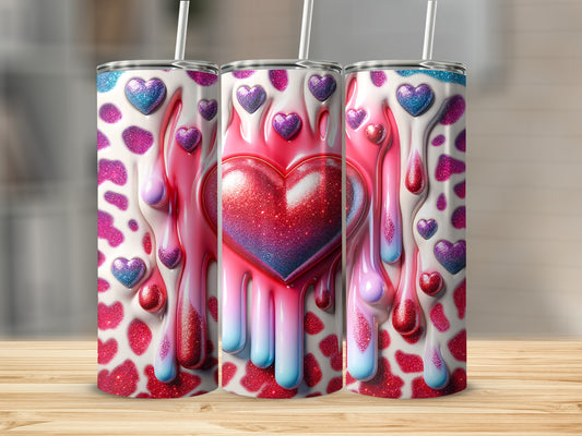 Valentine's Day Heart Melt Valentines Hearts on Background! Hearts and Drips Galore Valentine's Day Theme Tumblers