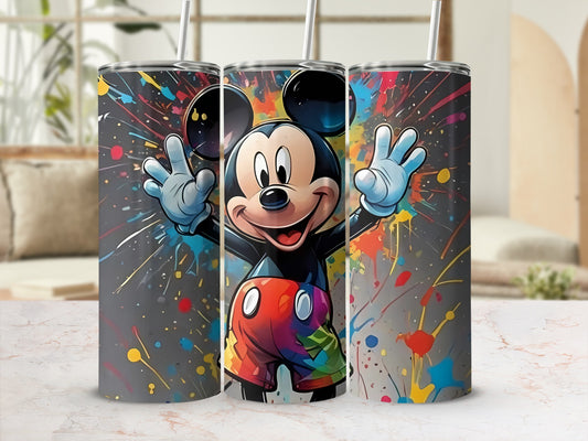 Colorful Mickey Mouse Splatter Art Tumbler Cup