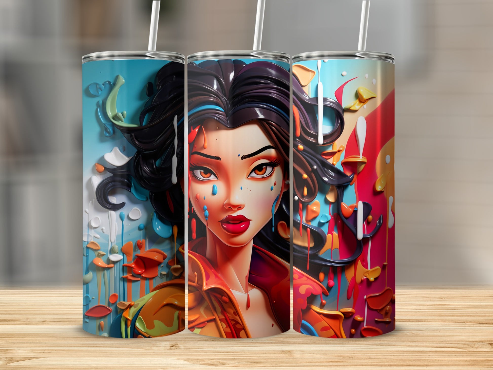 Colorful Artistic Woman Design Tumbler Collection